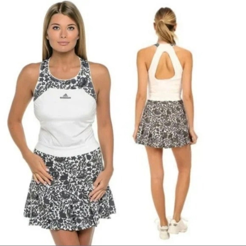 Adidas Stella McCartney Barricade Tennis Dress White Black Floral Large L